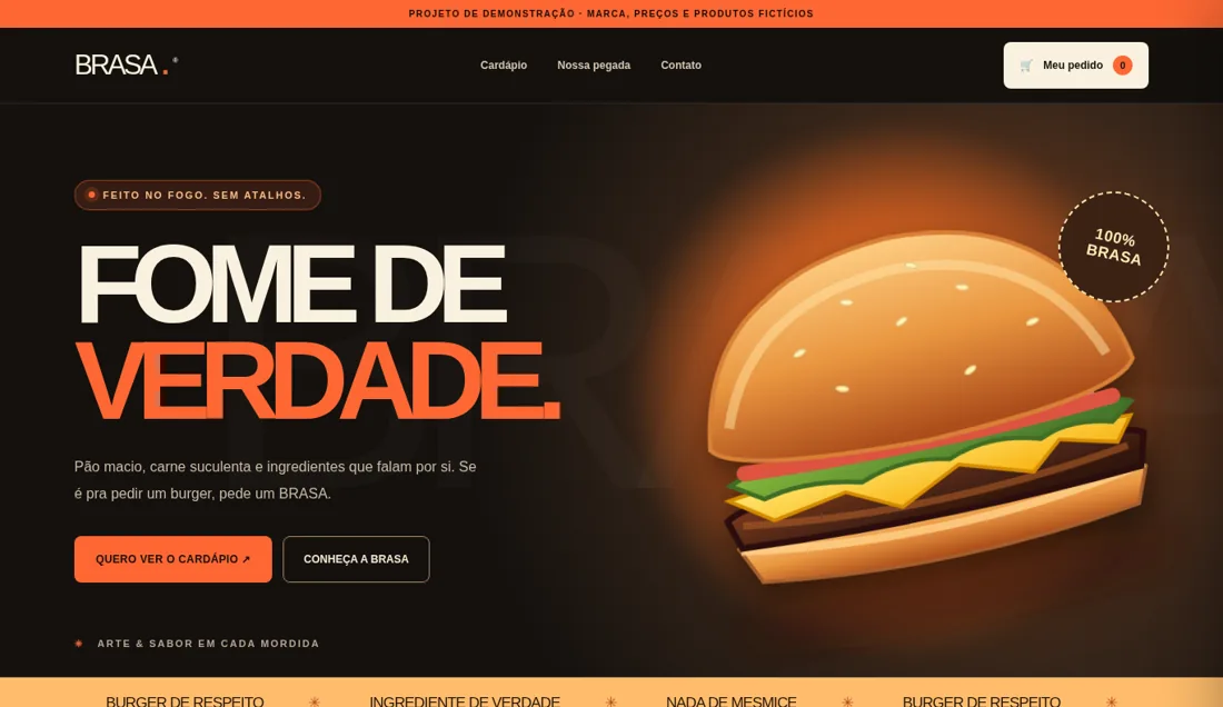 Prévia do site Brasa Burger